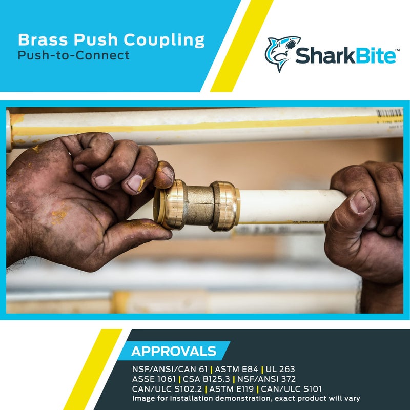 SharkBite 1-1/2 x 1-1/2 Inch Coupling, Push-to-Connect Brass Plumbing Fitting, UXL0141 - Image 5